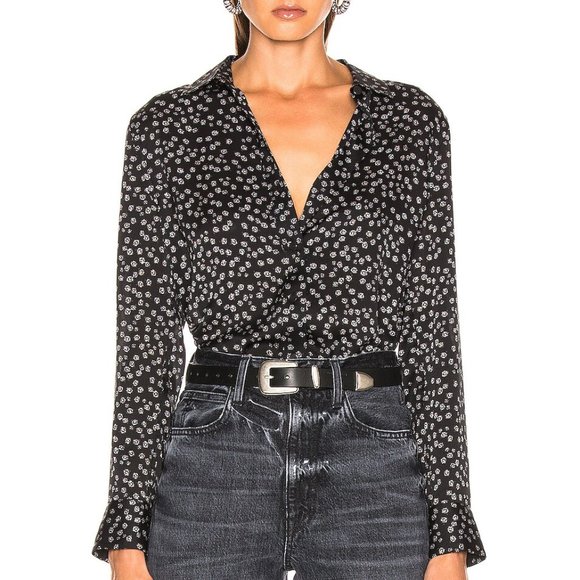 Equipment Tops - Equipment Leema Top in True Black Long Sleeves Satin Size XL EUC L2428